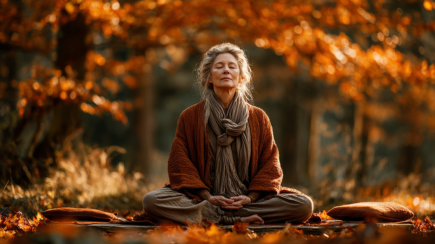 Grupa de seniori practicând yoga în parc